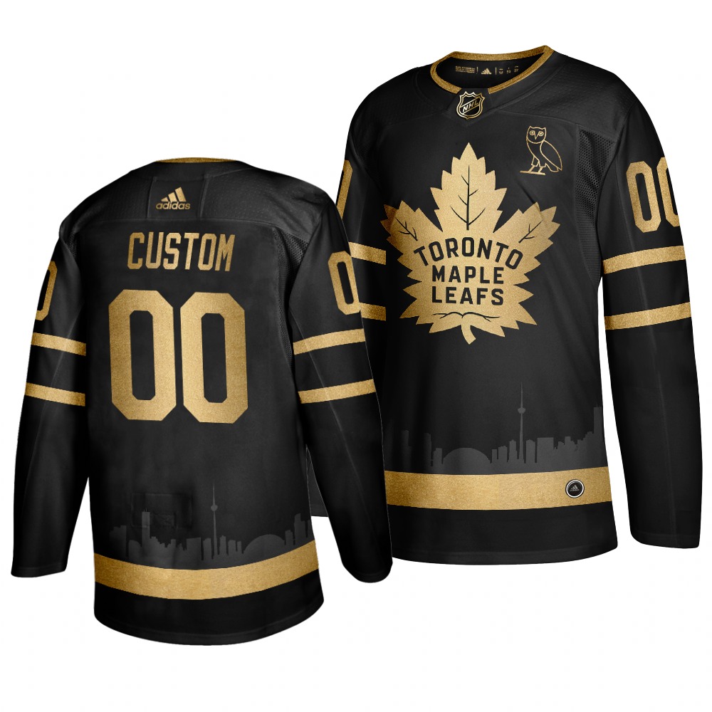 Men's Adidas Toronto Maple Leafs Personalized Black Golden Stitched NHL Jersey
